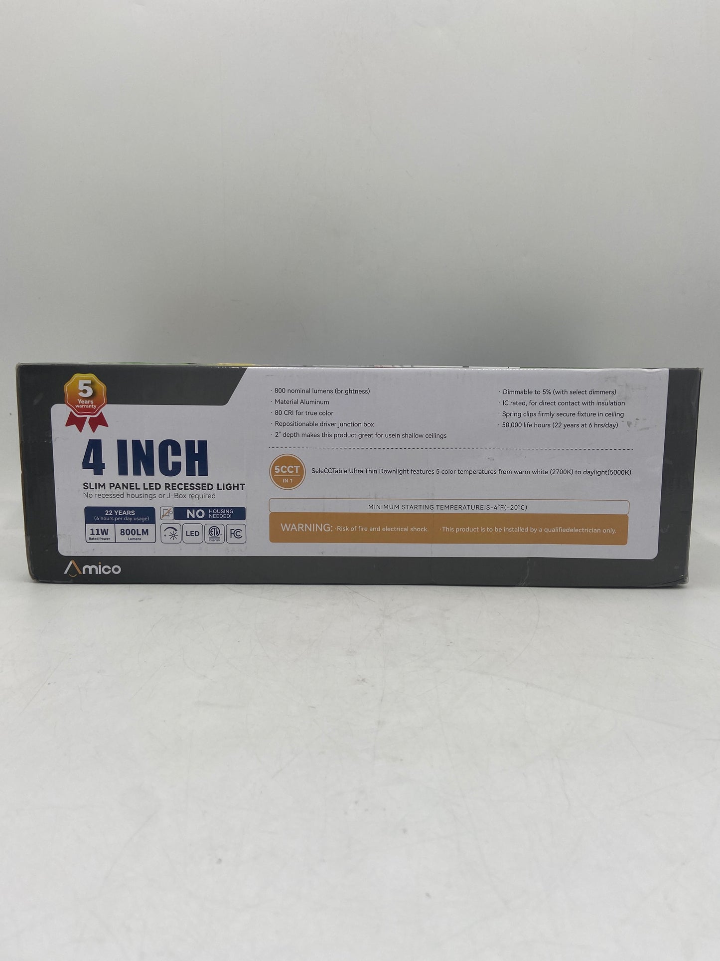 New Amico 4 Inch 5CCT 12 PACK Slim Panel LED Recessed Light WB-020-TH