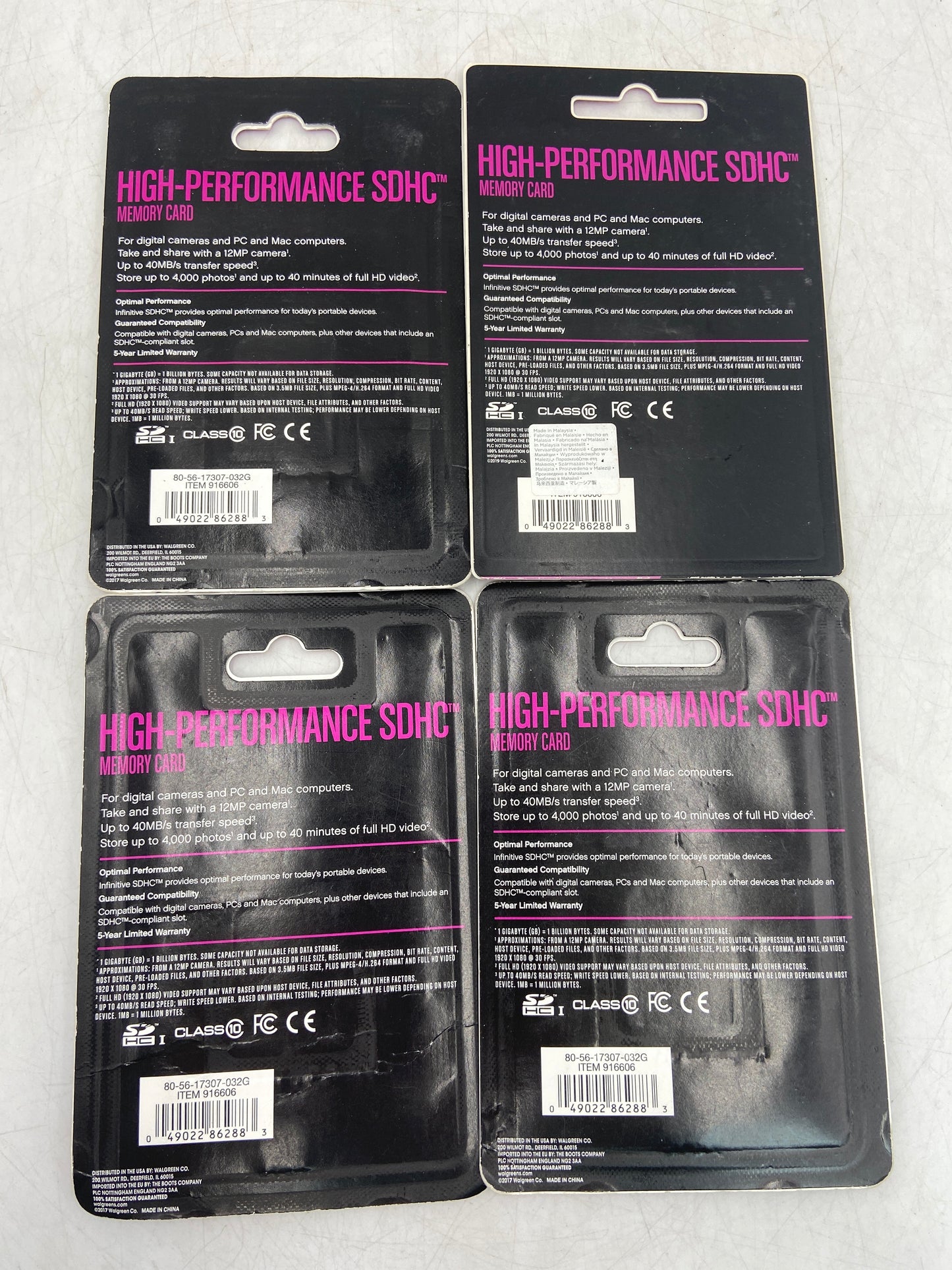 New Infinitive Lot of 4 - 32GB High-Performance SDHC Memory Card Memory Card