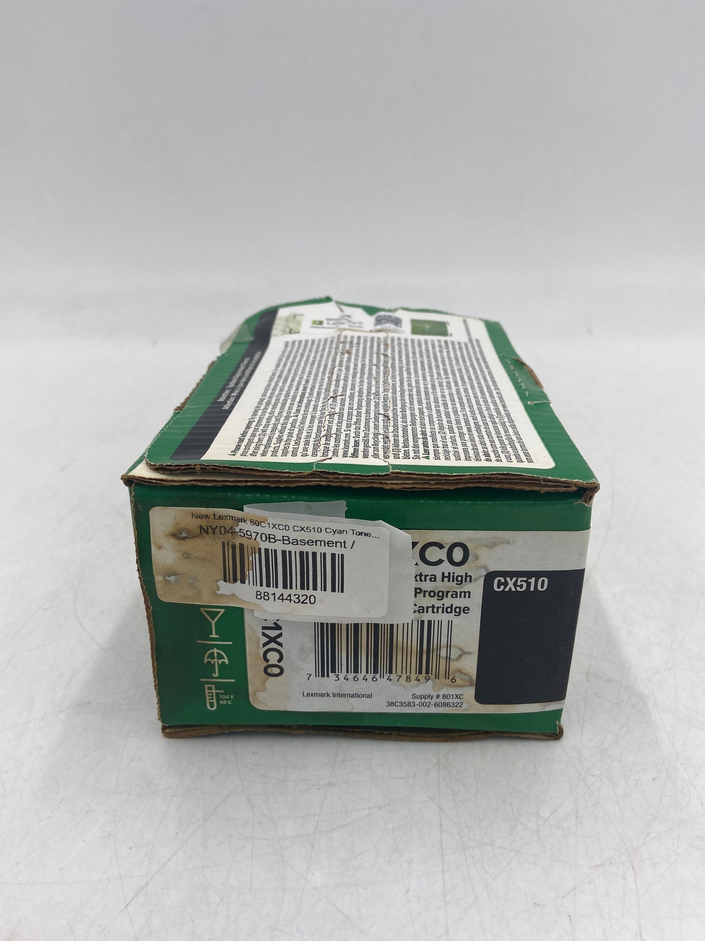 New Lexmark 80C1XC0 CX510 Cyan Toner Cartridge- Water Damaged Box