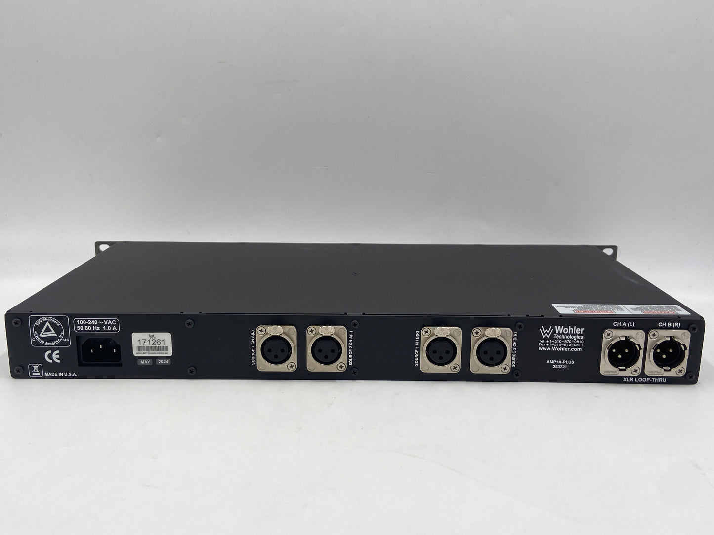 Wohler AMP1A-PLUS Active Rackmount Stereo Audio Monitor