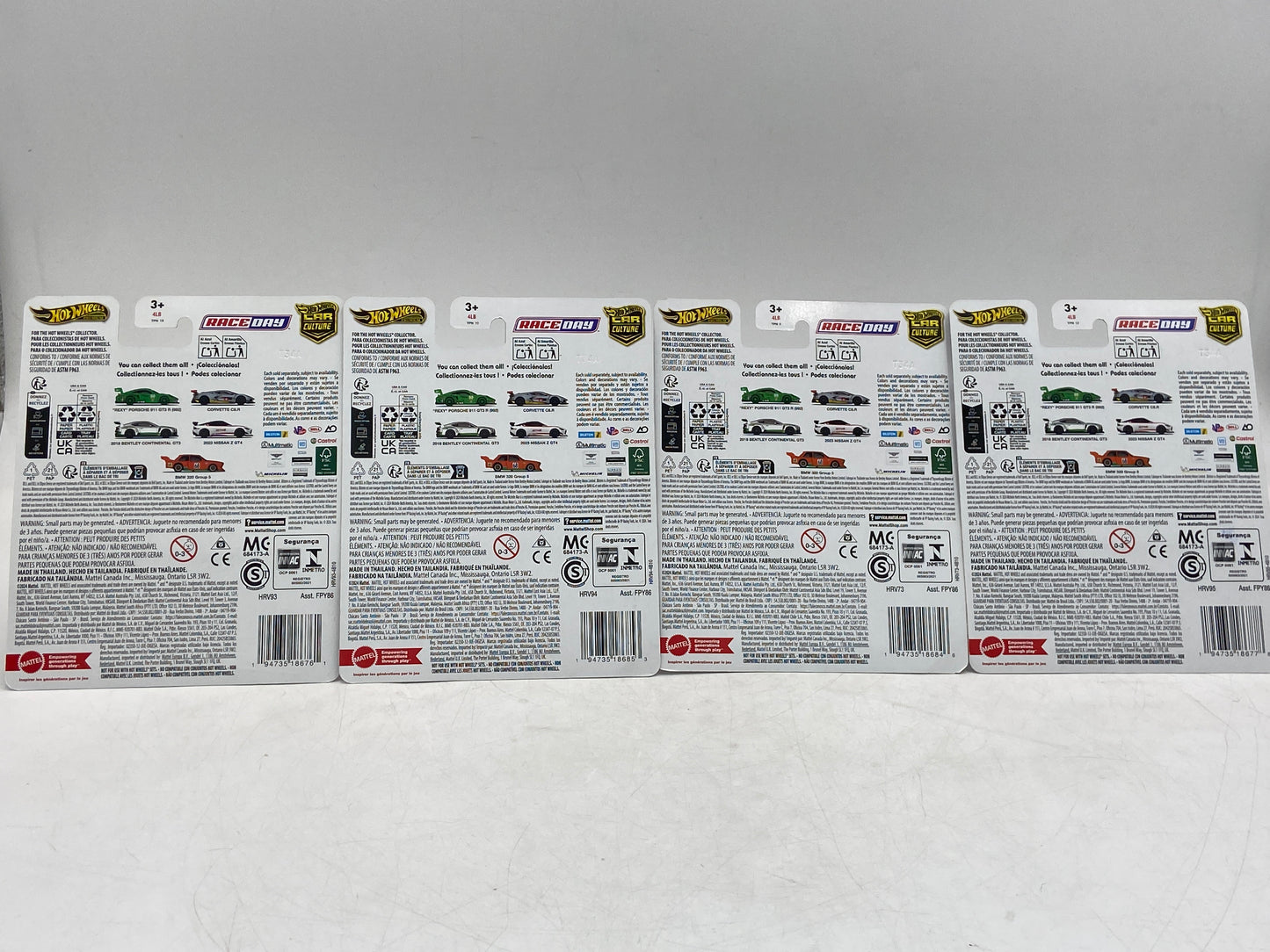 New Hot Wheels Lot of 4 Race Day 2024 Collectible Toy Cars T34A HRV95