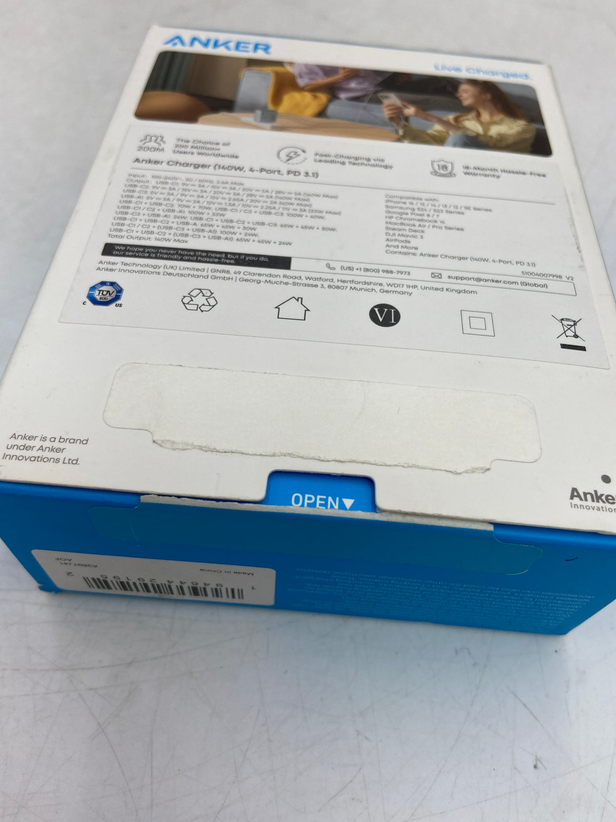 New Open Box Anker Fast Charging For Four Devices 140W, 4-Port Charger A2697