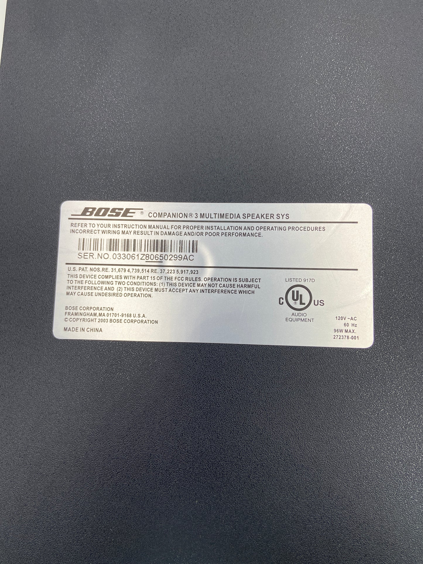 Bose COMPANION 3 Media Center Silver