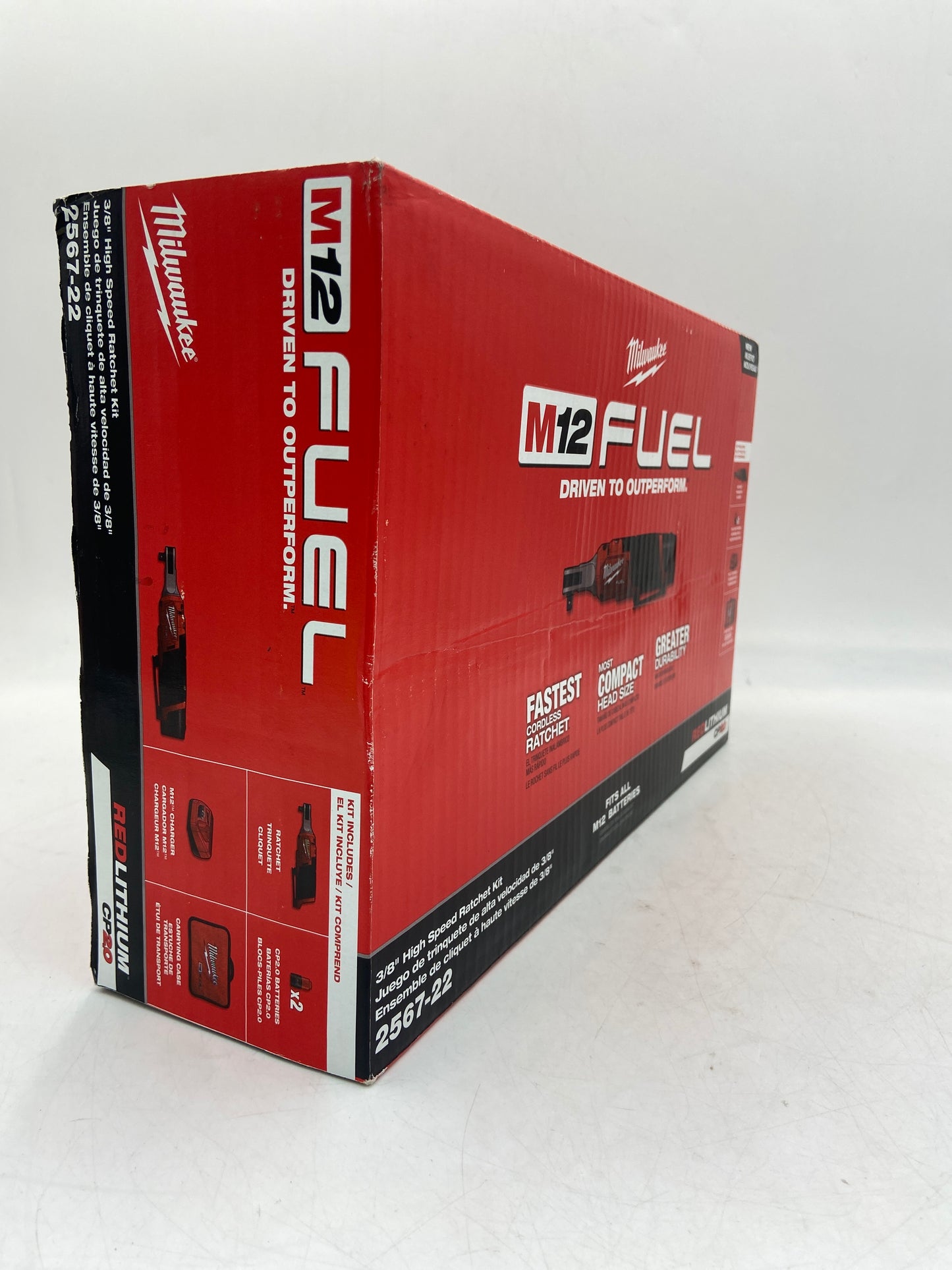 New Milwaukee 2567-22 M12 12V 3/8'' High Speed Ratchet Kit