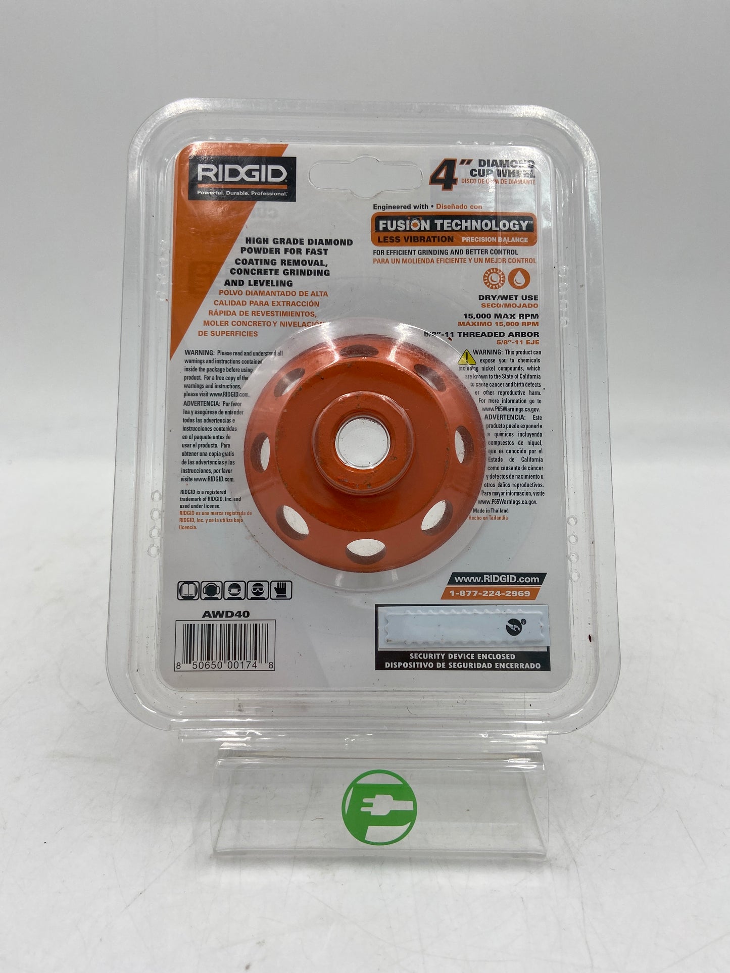 New Ridgid 4" Diamond Cup Wheel Concrete Grinding Wheel AWD40