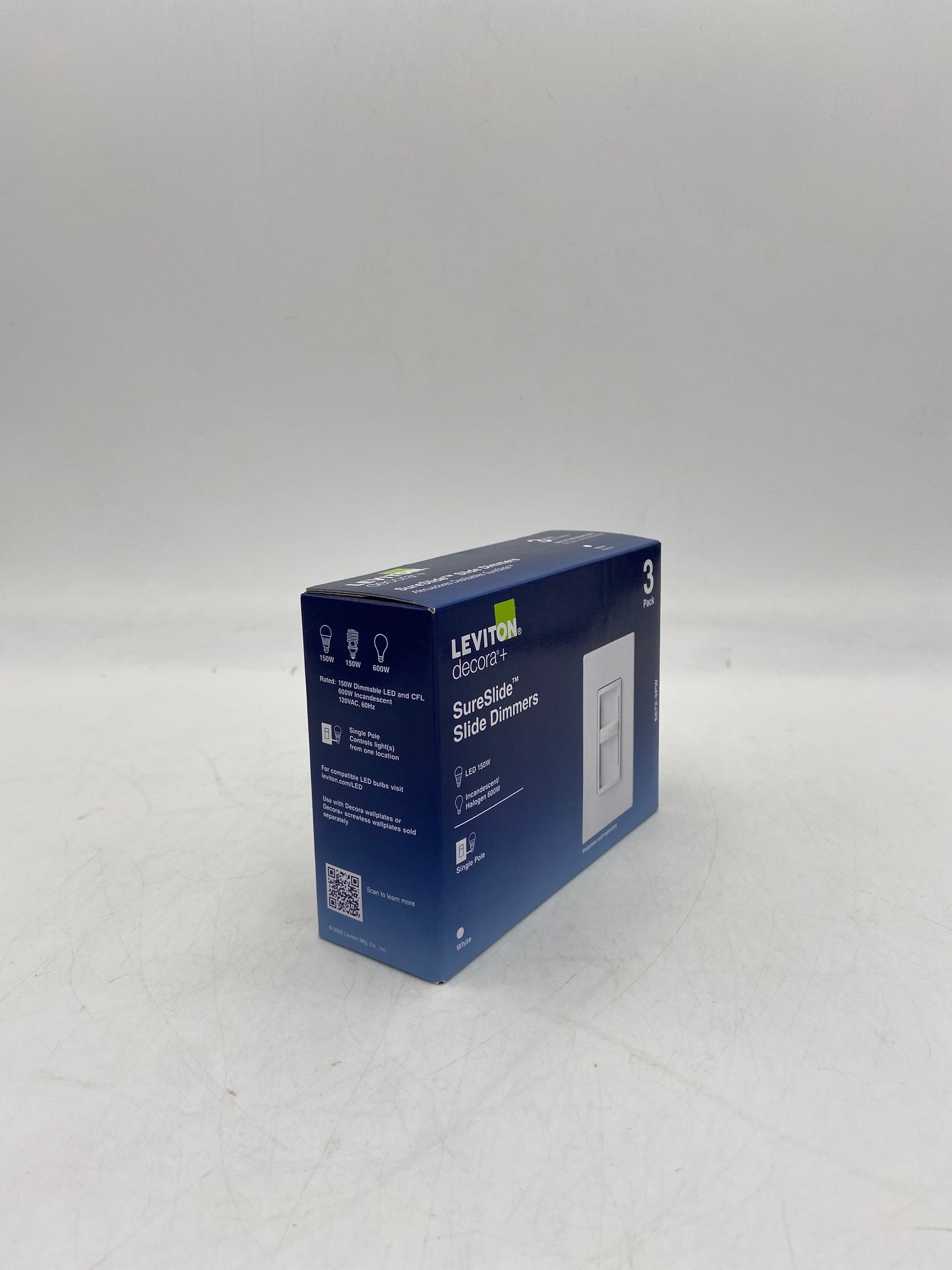 New LEVITON 6672-3PW Slide Dimmer