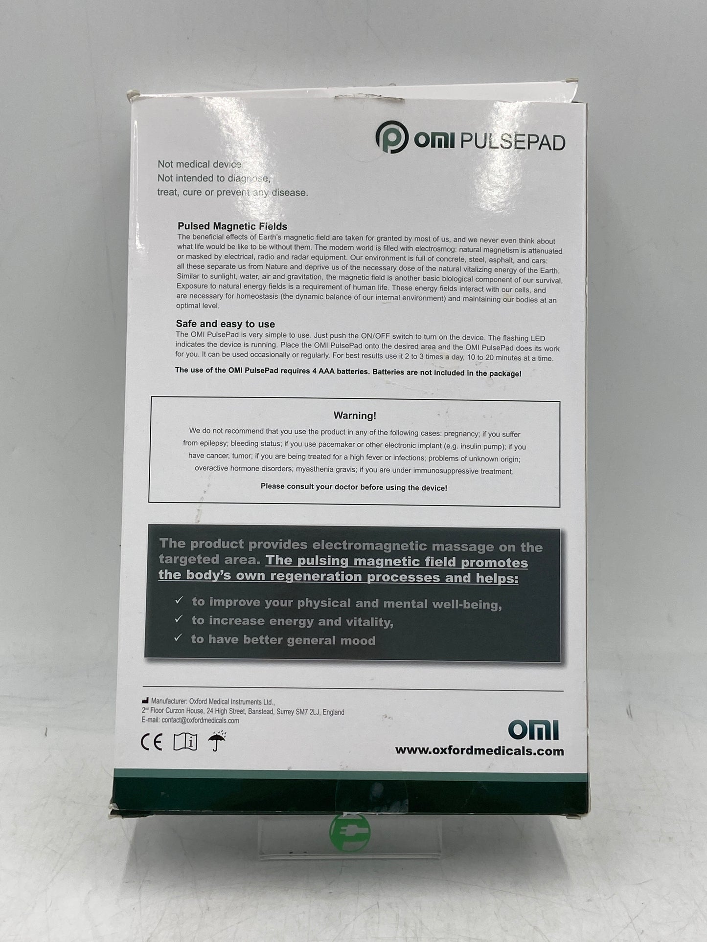 New Open Box Omi Pulsepad Pulsed Electromagnetic Field Therapy Portable PEMF Pad