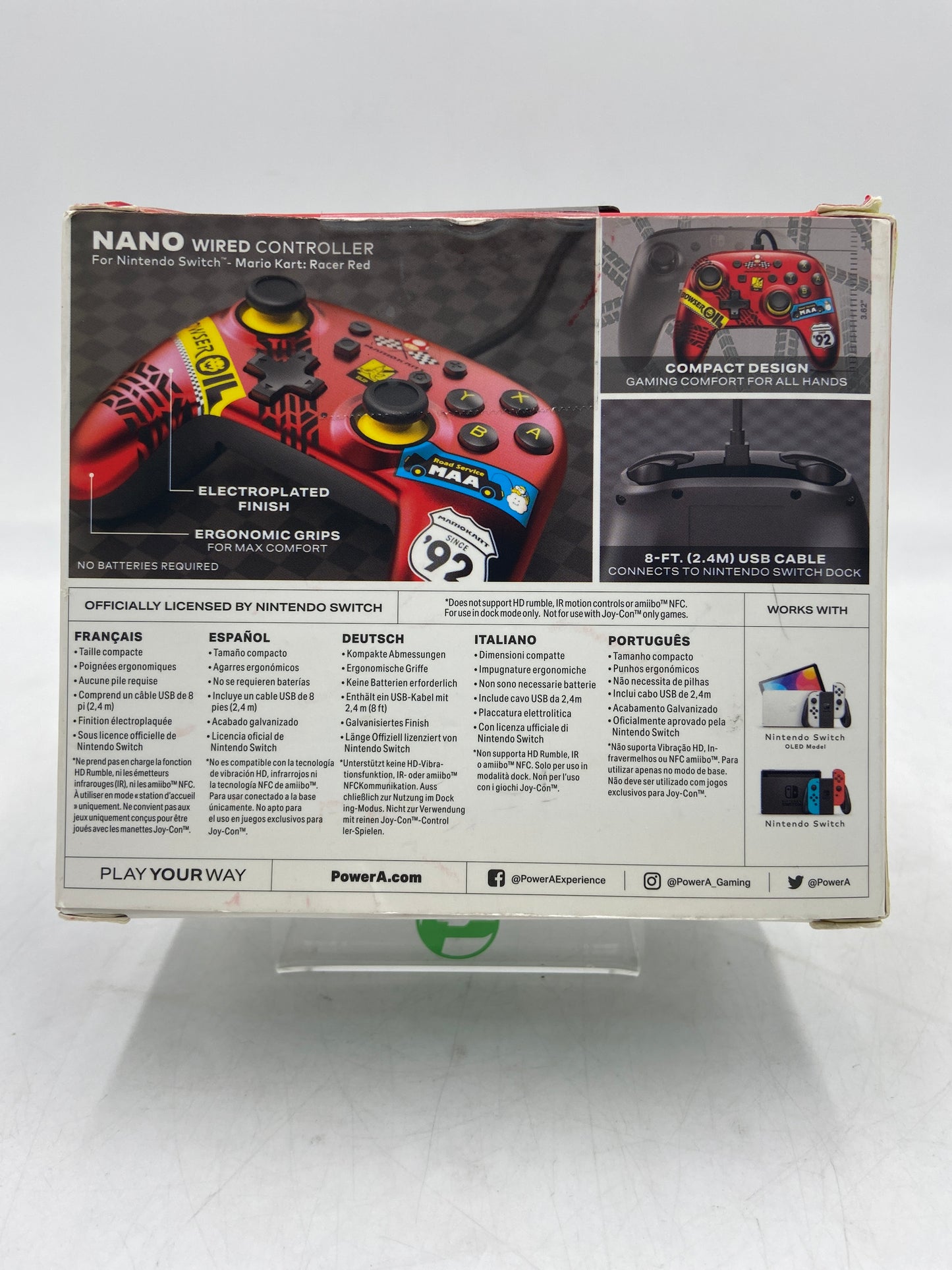 New Open Box Nintendo Switch Nano Wired Controller Red Mario Kart Edition