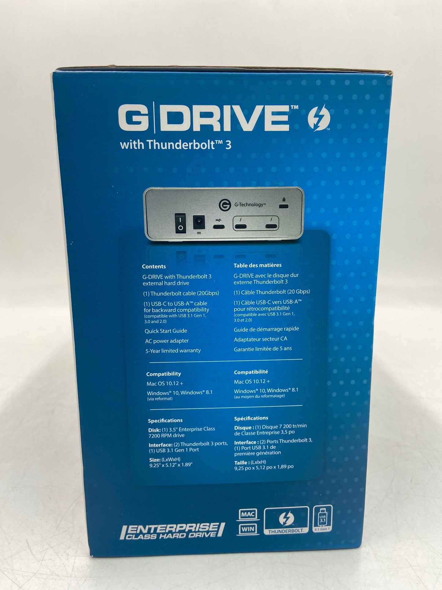 New G-Technology G-Drive Thunderbolt 3 12TB / 12000GB Silver High Performance External Hard Drive 0G05383
