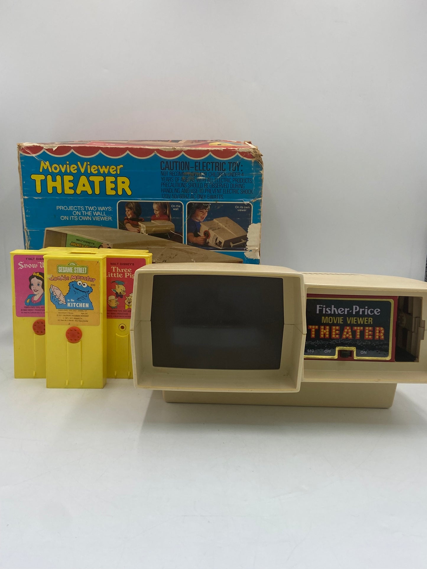 Vintage Fisher Price Movie Viewer Theater Toy 1977 with 7 Cartridges (NOT TESTED)
