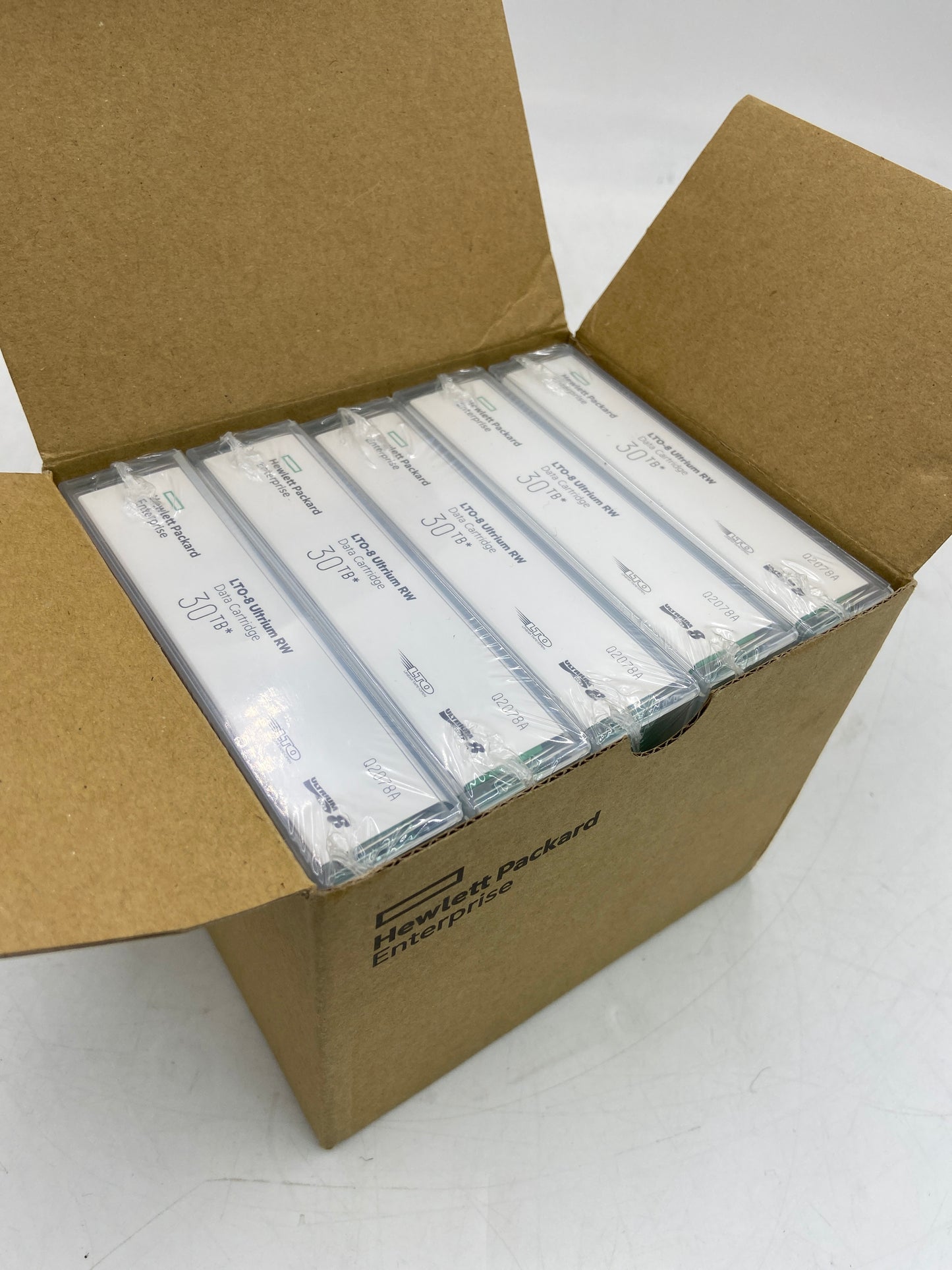 New Hewlett Packard LTO-8 Ultrium RW 30TB 5 Pack Backup Tape Data Cartridge Q2078A