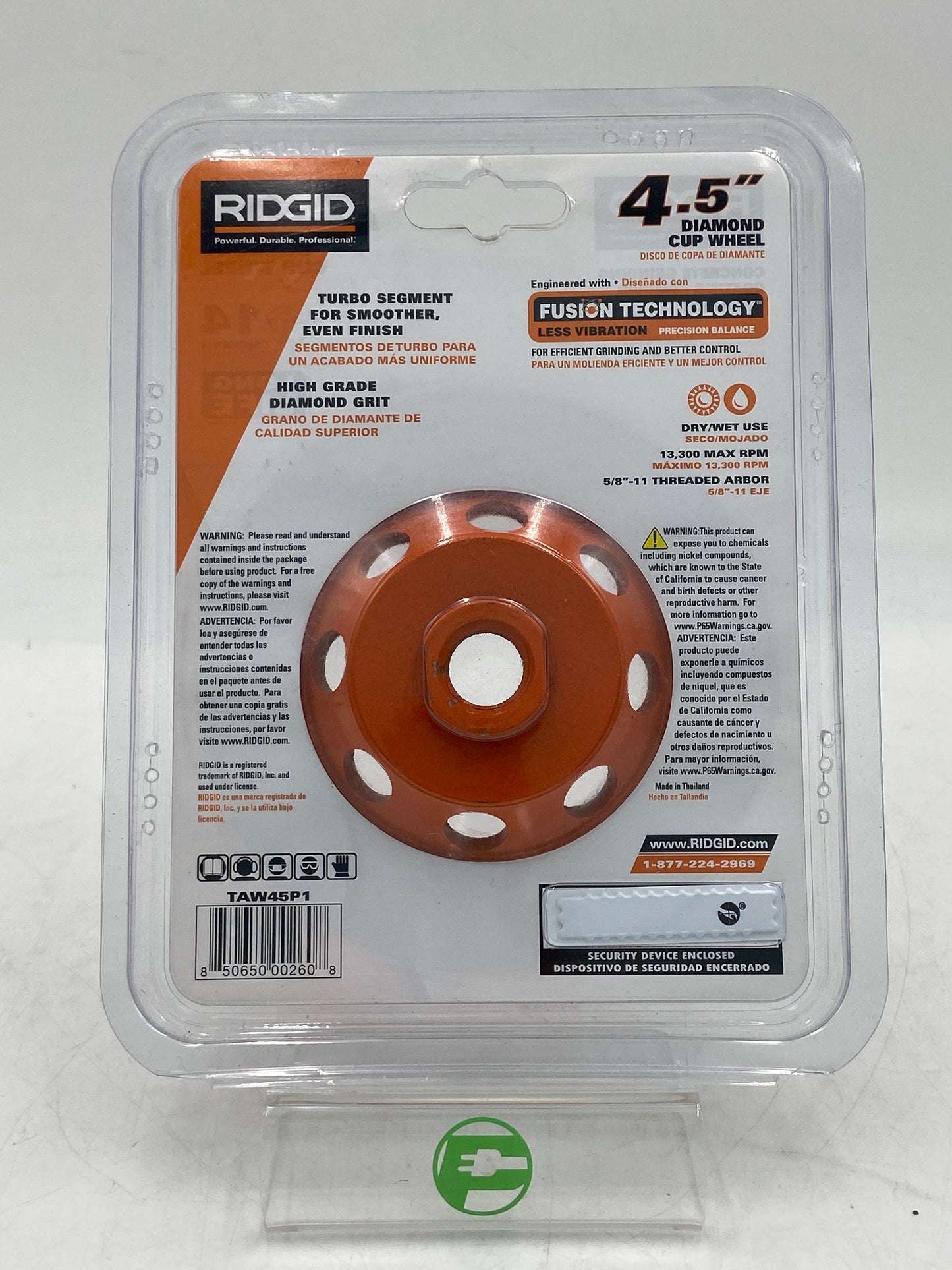 New Ridgid 4.5" Diamond Cup Wheel Concrete Grinding Wheel TAW45P1