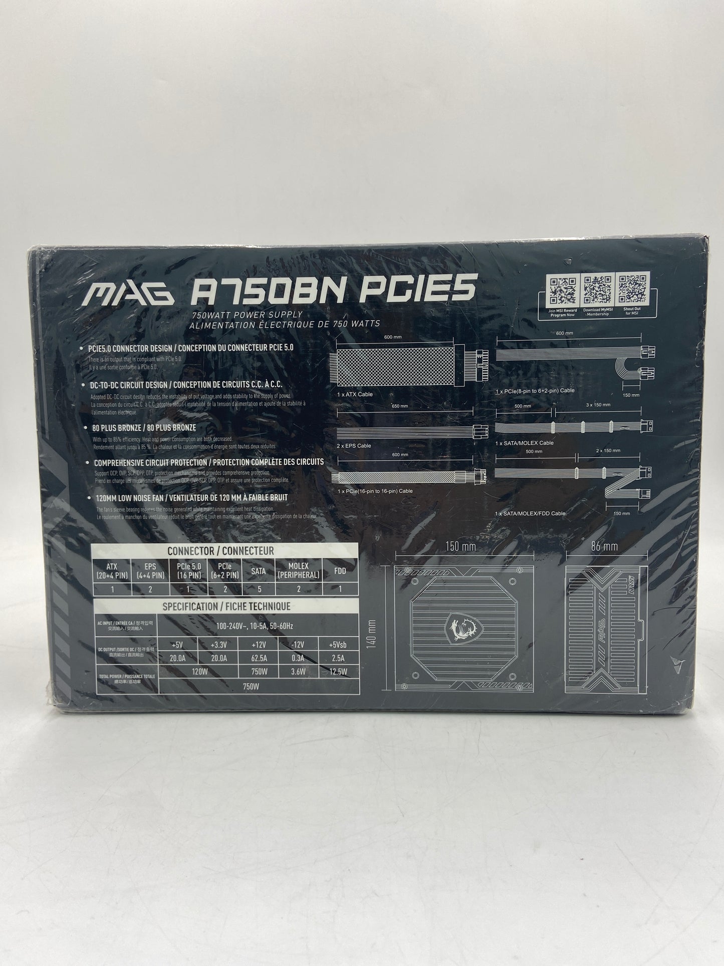 New MSI MAG A750BN Power Supply