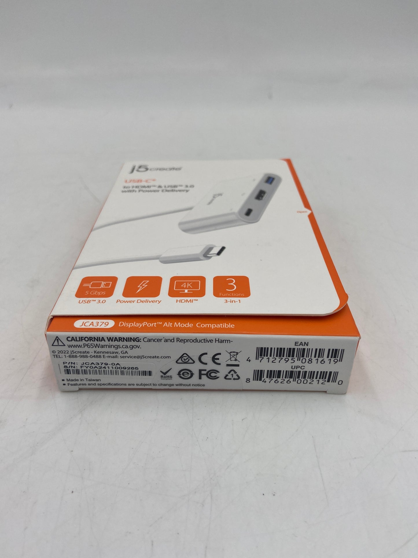 New J5 CREATE USB-C USB-C To HDMI & USB 3.0 With Power Delivery JCA379