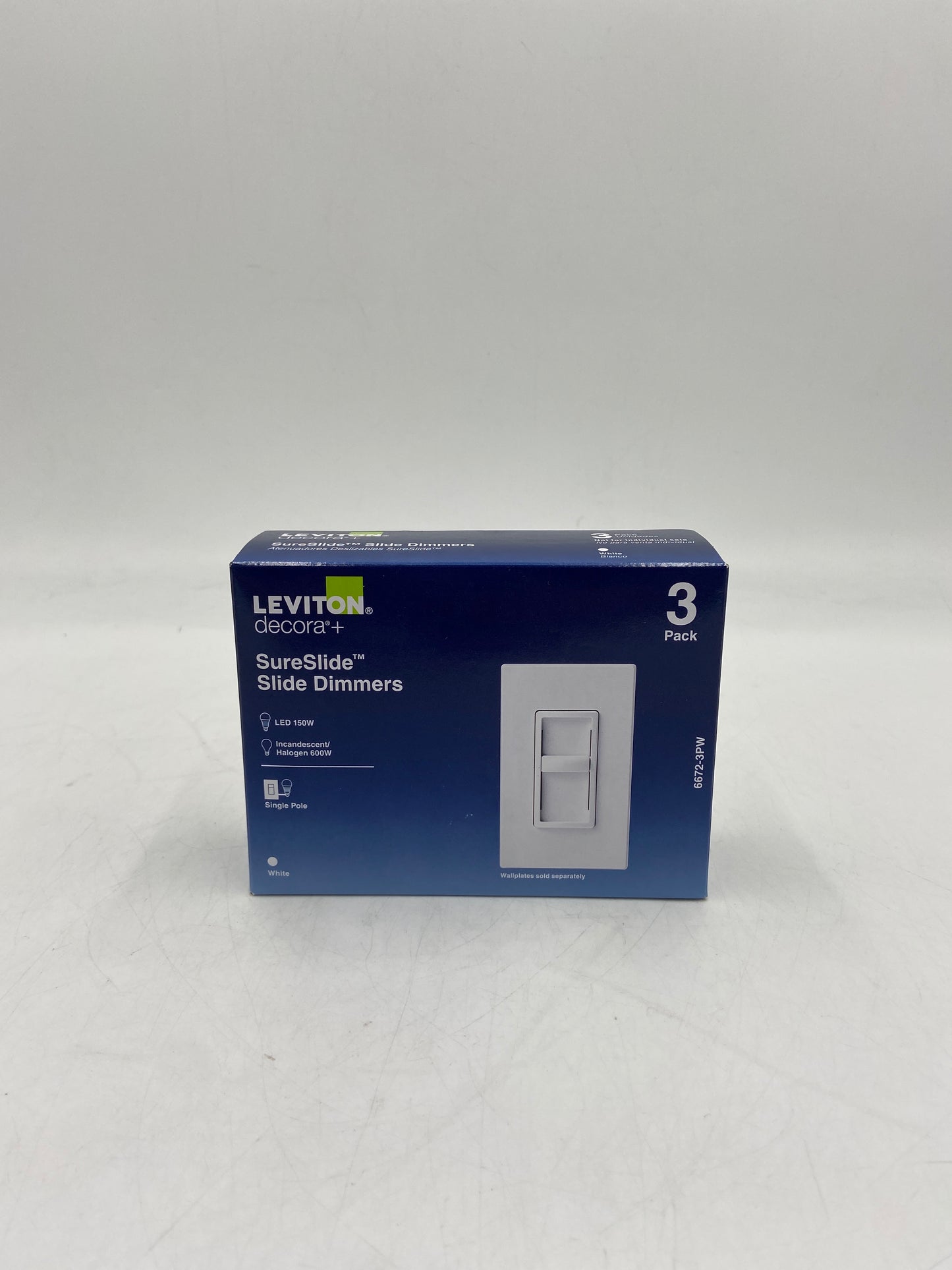 New LEVITON 6672-3PW Slide Dimmer