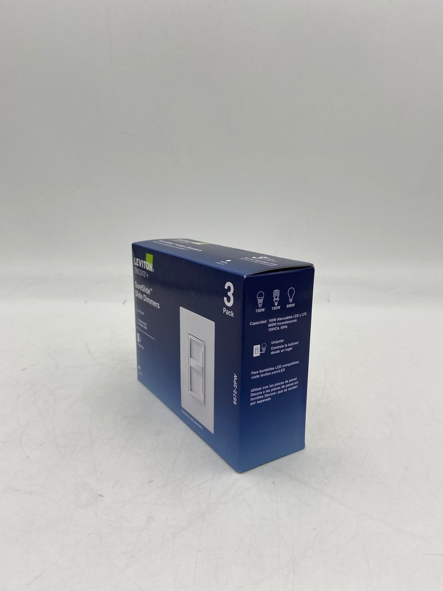 New LEVITON 6672-3PW Slide Dimmer