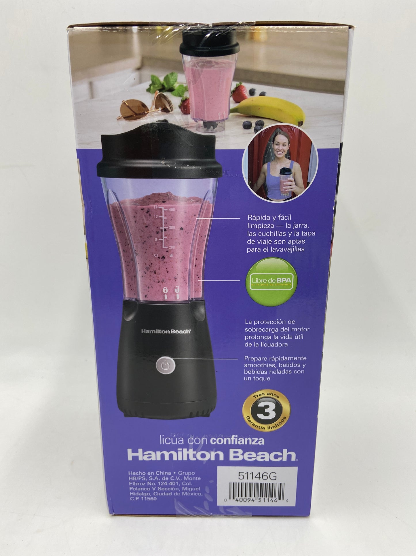 New HAMILTON BEACH PERSONAL BLENDER ONE-SPEED SINGLE SERVE BLENDER 51101BZ