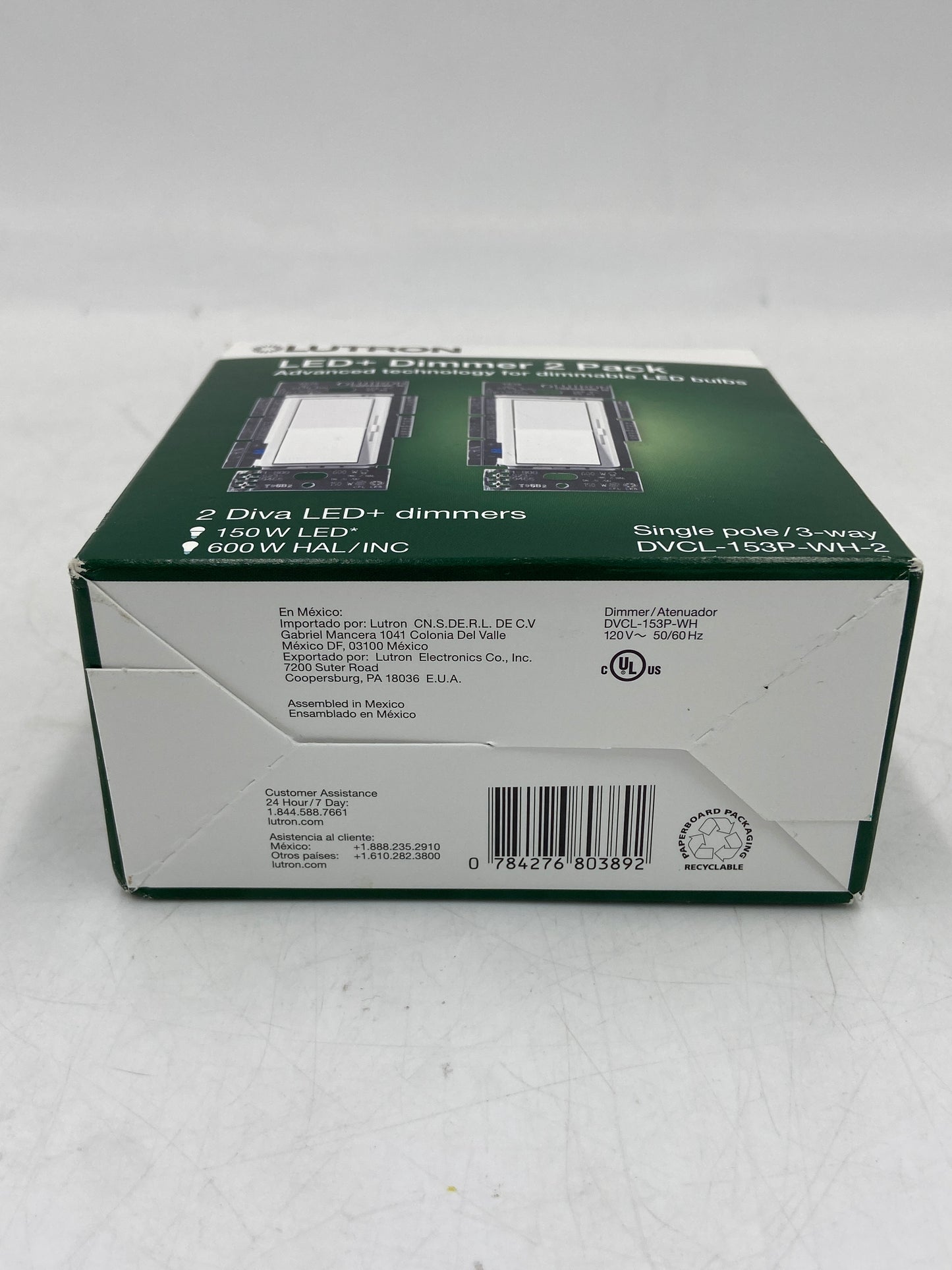 New Lutron LED + Dimmer 2 Pack Single Pole/3-Way Light Dimmer DVCL-153P-WH-2