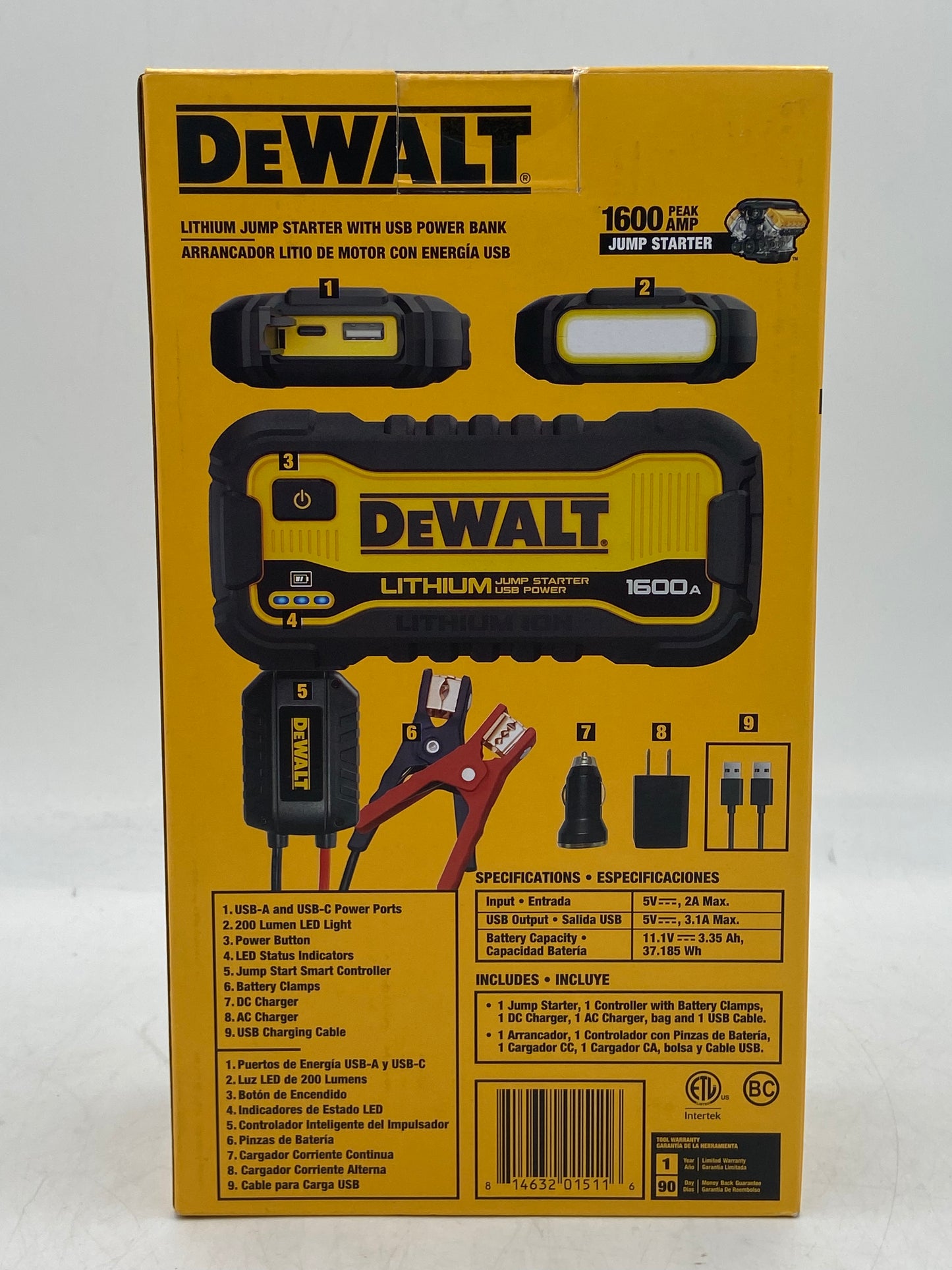 New DEWALT Lithium Jump Starter with USB Power Bank Jump Starter DXAELJ16