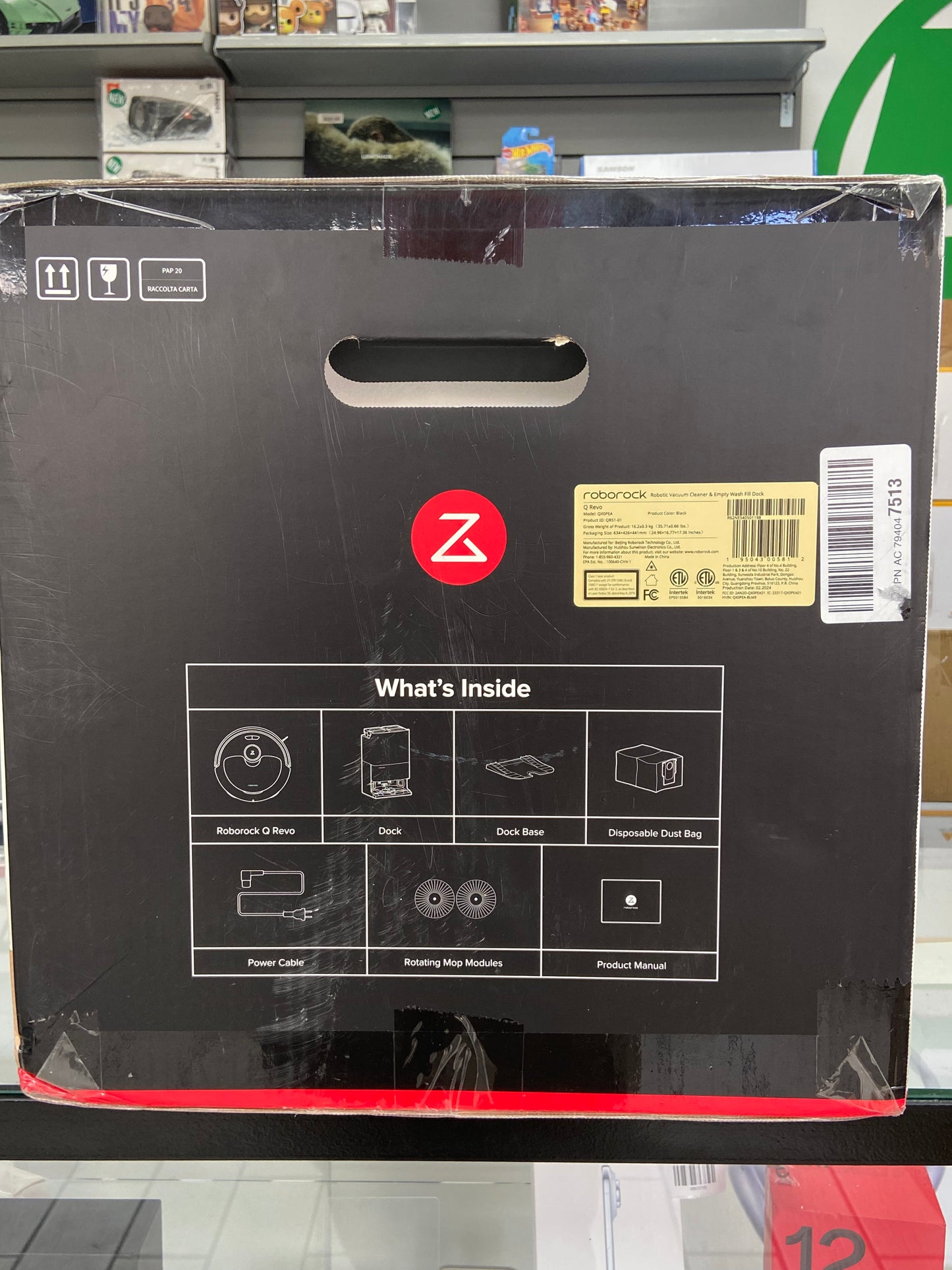 New Roborock Q Revo Black Robotic Vacuum Cleaner & Empty Wash Fill Dock QX0PEA