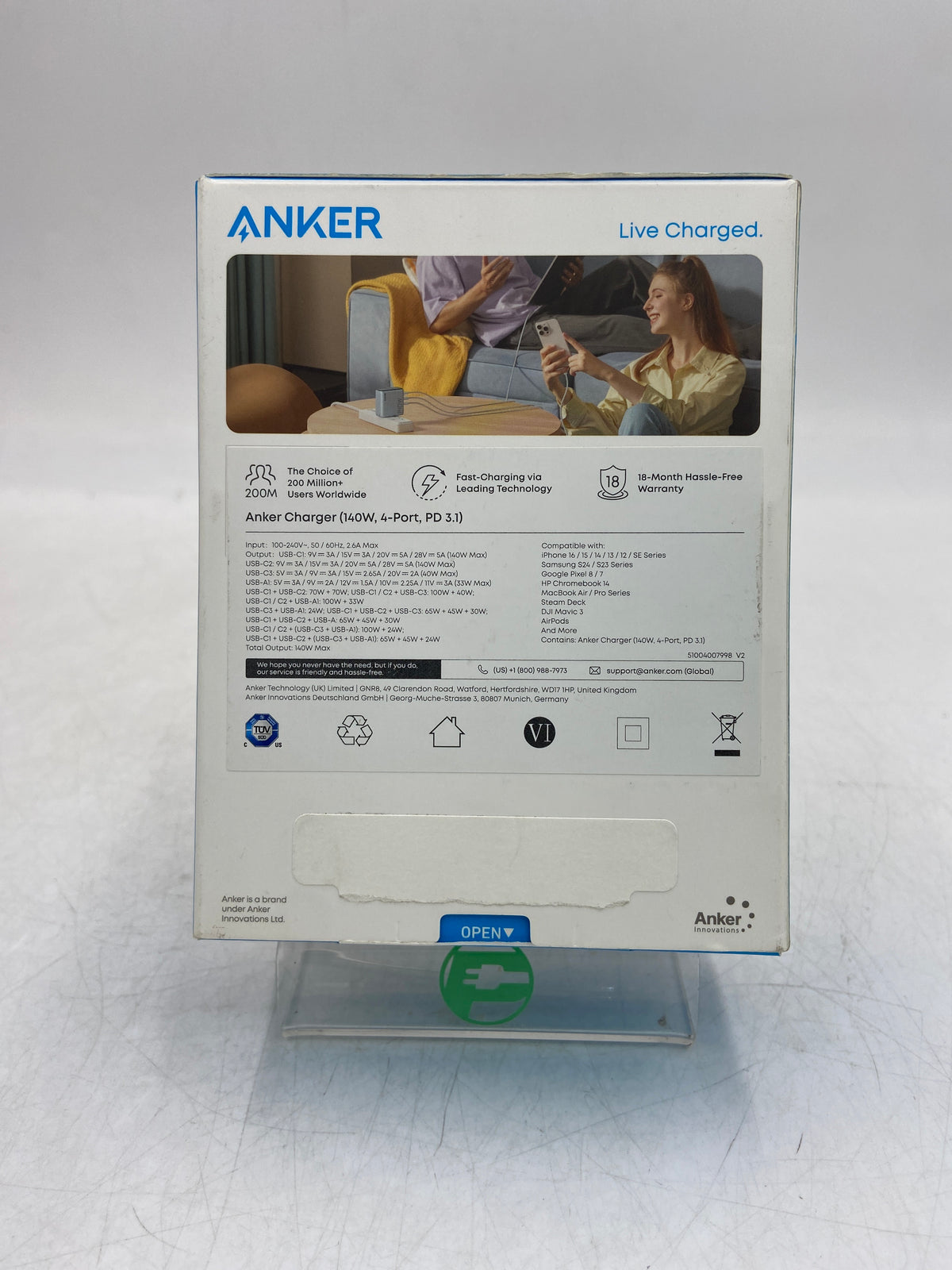 New Open Box Anker Fast Charging For Four Devices 140W, 4-Port Charger A2697