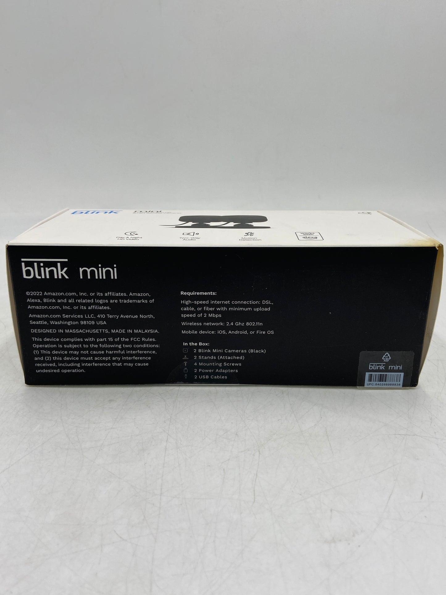 New Blink Mini- 2 Indoor Plug-In HD Black Smart Security Cameras