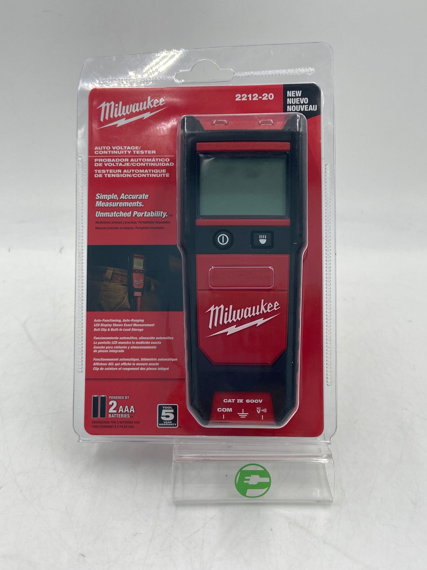 New Milwaukee 2212-20 2 AAA Batteries Auto Voltage/ Continuity Tester