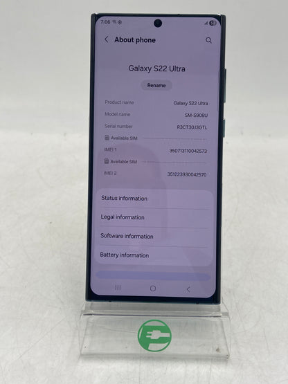 Factory Unlocked Samsung Galaxy S22 Ultra 8GB RAM 256GB SM-S908U1 Green