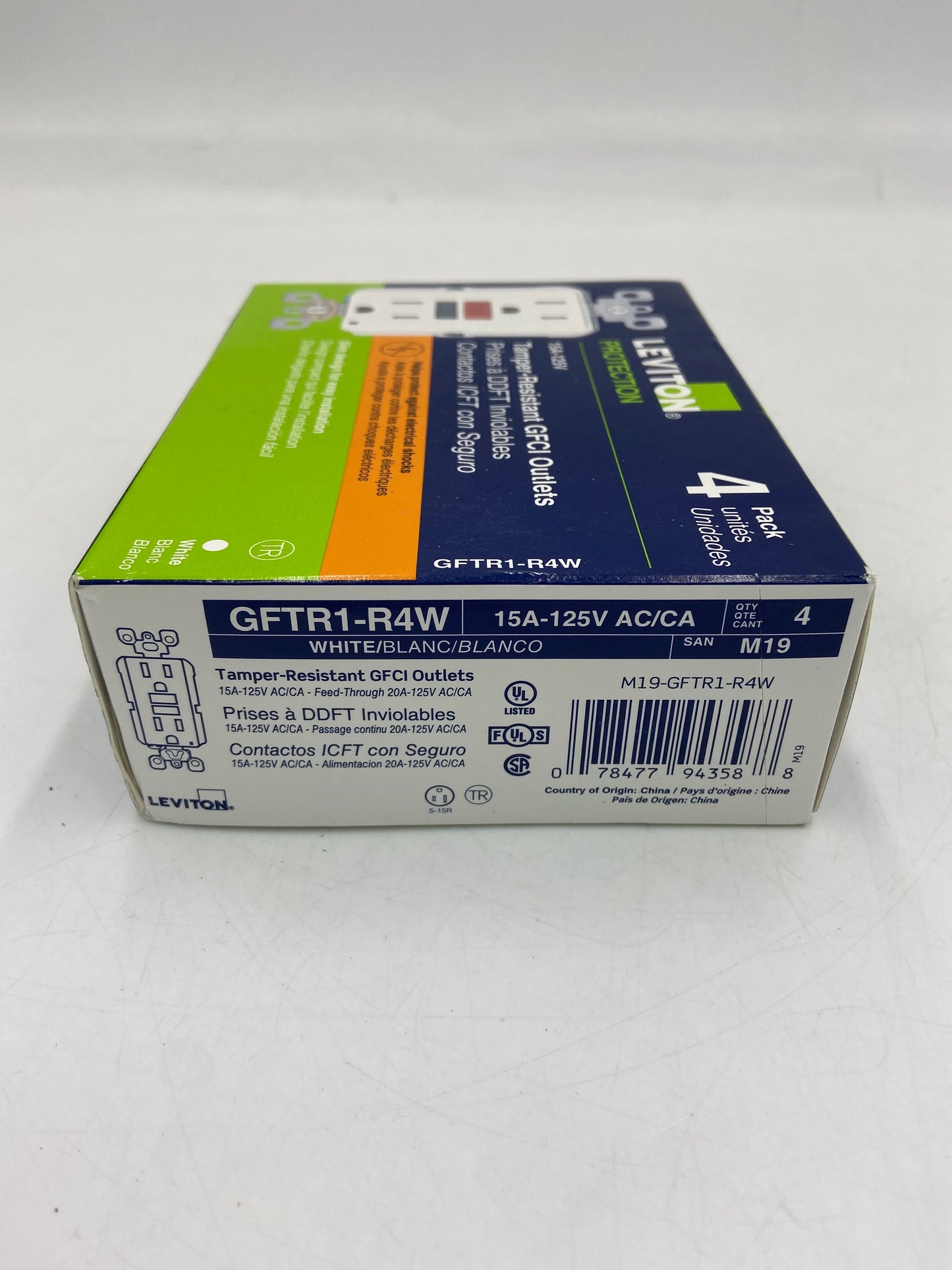 New LEVITON 15A-125V GFTR1-R4W Outlet GFTR1-R4W
