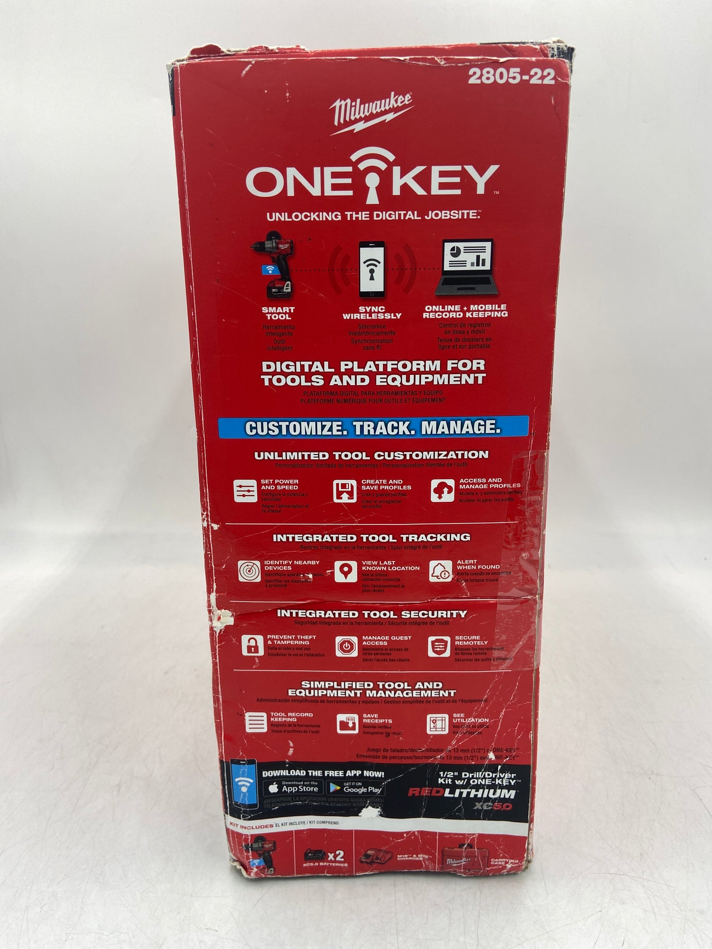 New Milwaukee 2805-22 M18 18V 1/2" Drill Driver Tool Kit, with ONE Key
