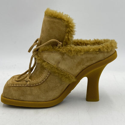 New No Box Burberry Suede and Shearling Highland Mules 160741A4155 Size 36 NWT