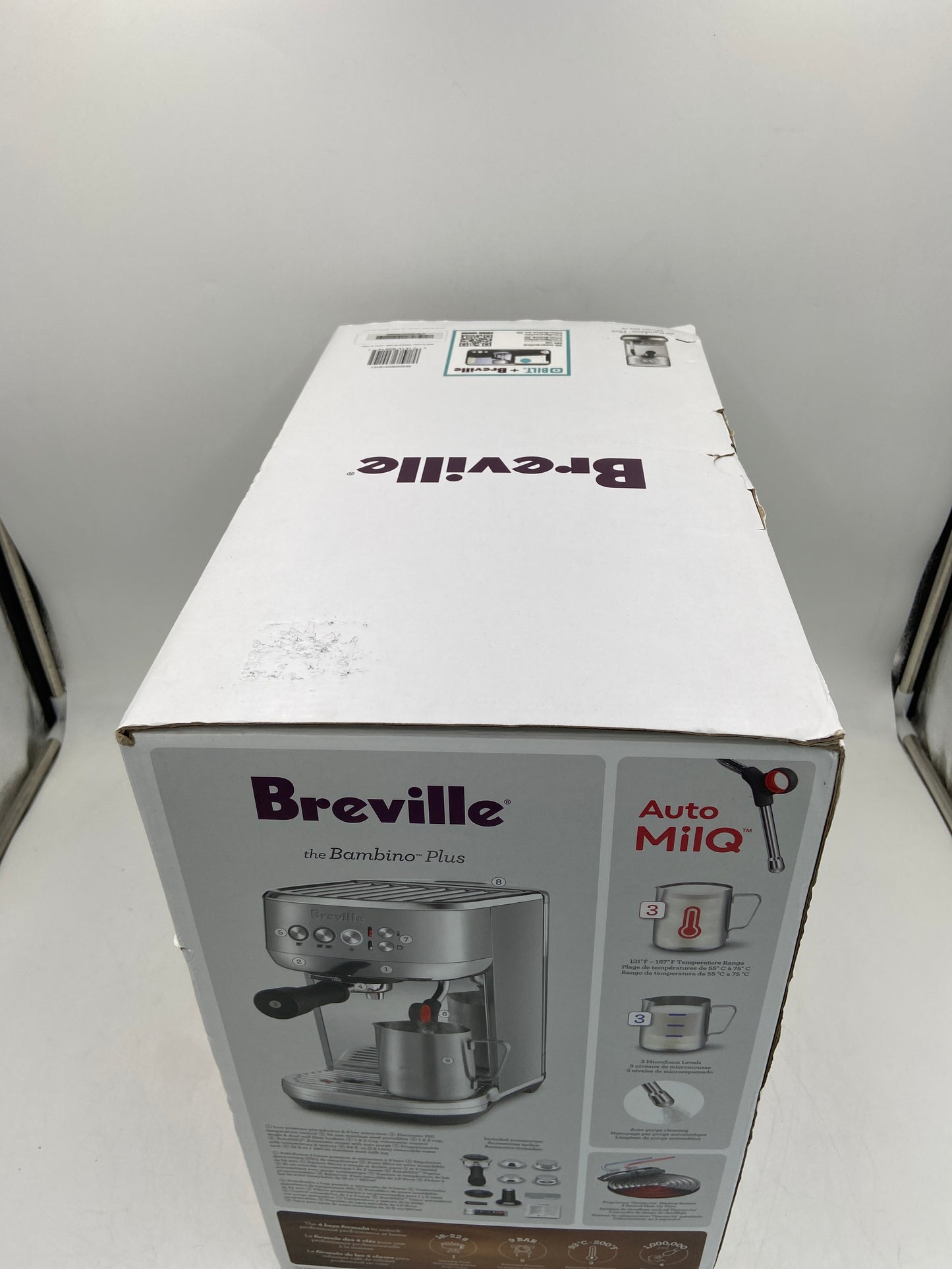 New Breville The Bambino Plus Stainless Steel Coffee Machine BES500 BSS/B