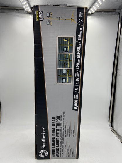 New Southwire 6FT 6,000 Lumen Dual Head Work Light With Tripod Work Light CSW3X2