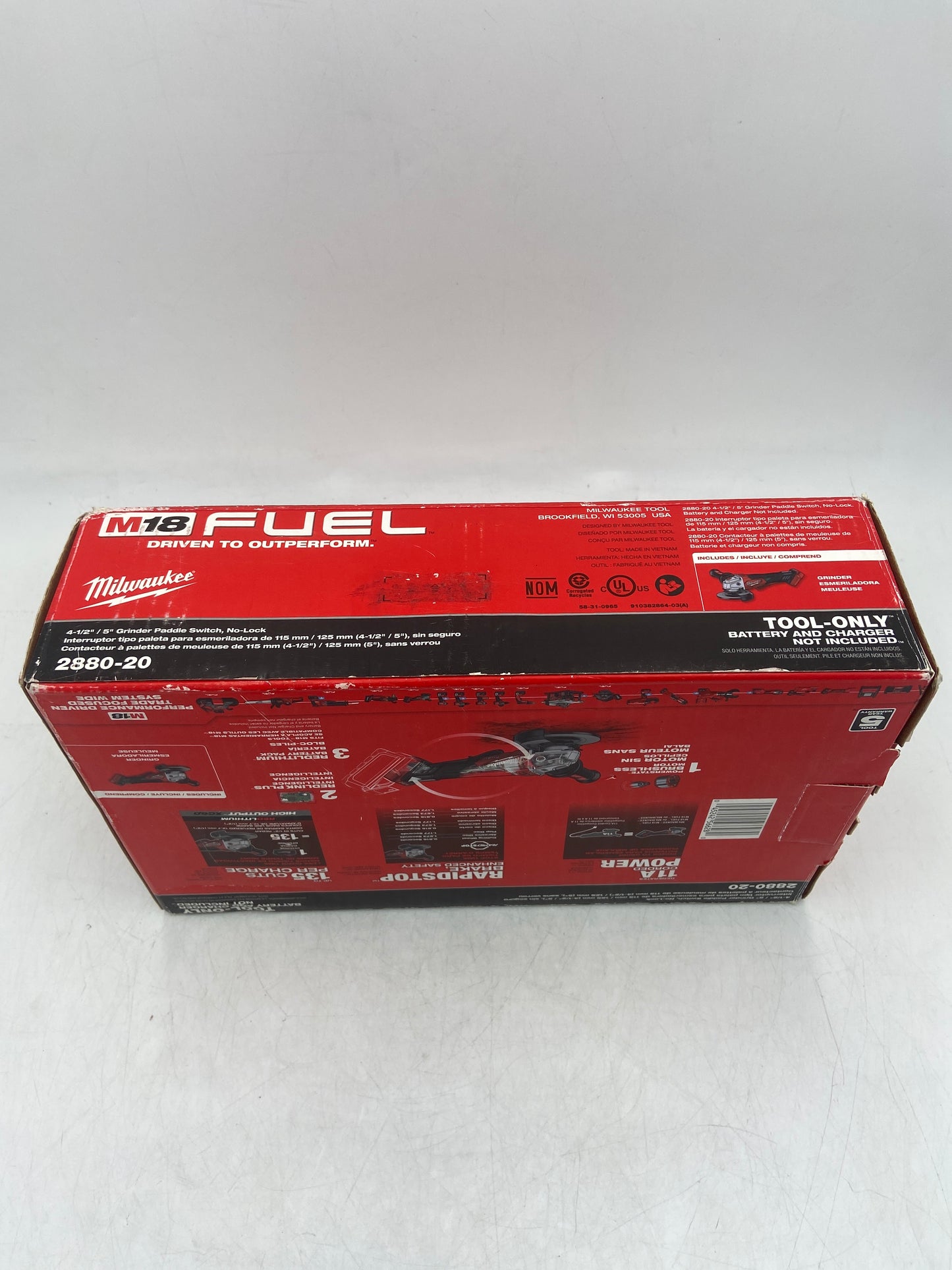 New Milwaukee 2880-20 M18 18V FUEL Cordless 4-1/2"/ 5" Grinder