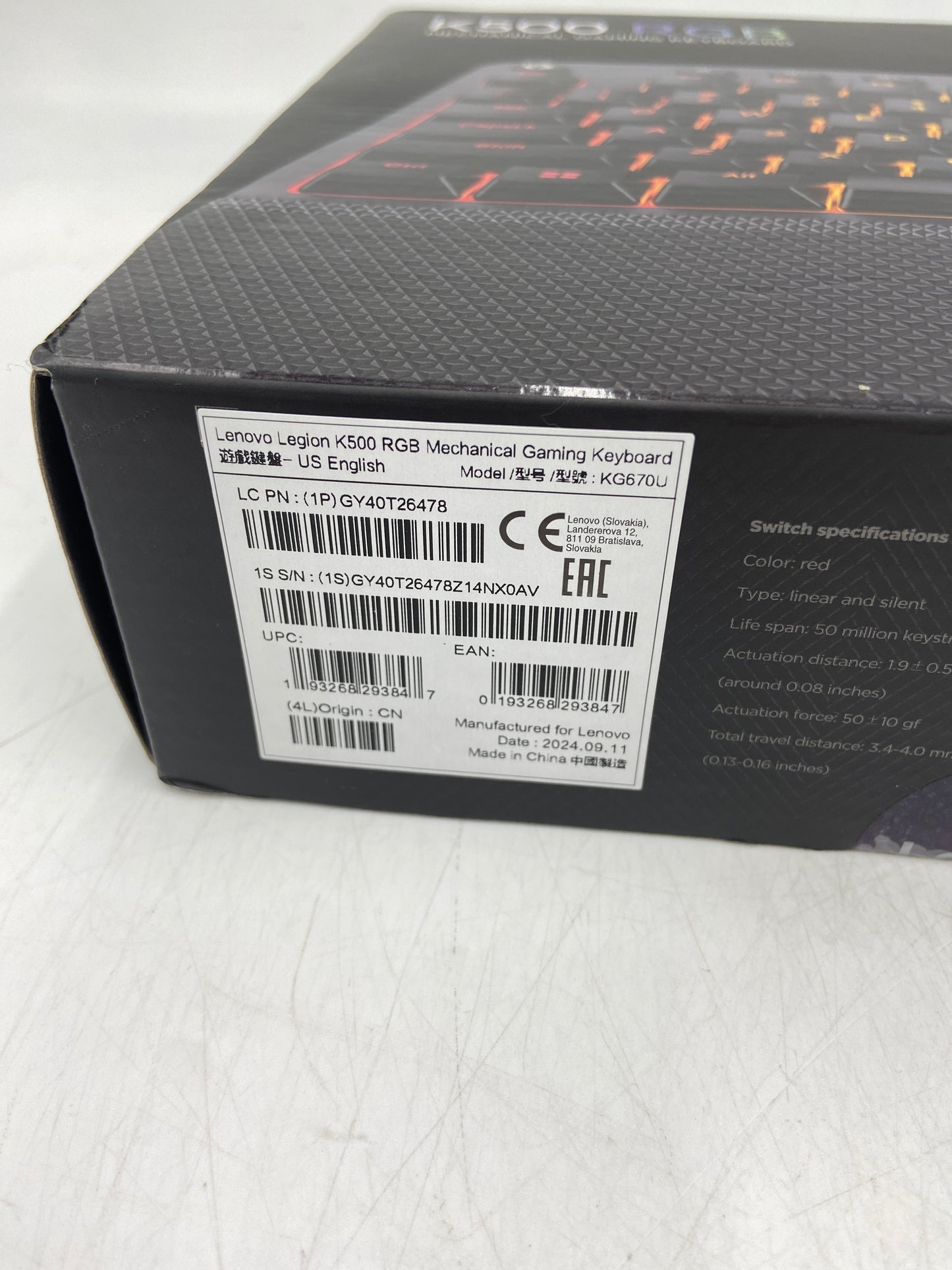 New Lenovo K500 RGB Red RGB Mechanical Gaming Keyboard KG670U