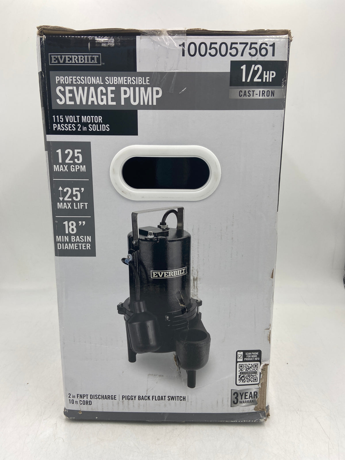 New Everbilt 1005057561 Professional Submersible Sewage Pump ESE50W-HD