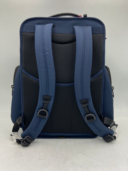 New Tumi 17" Backpack Ballistic Nylon & Leather Navy Backpack 146826-1596