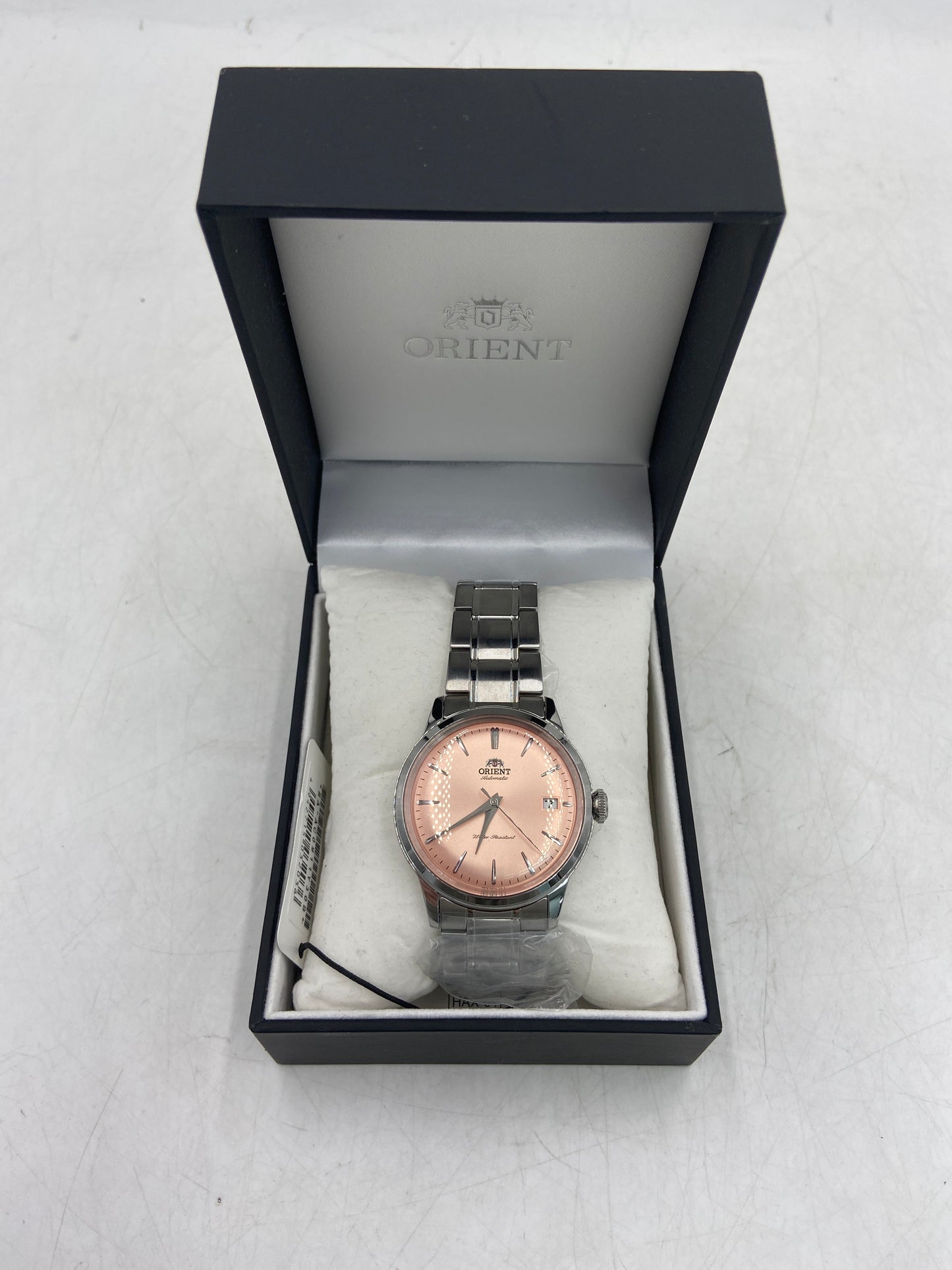 New Seiko Epson Orient Bambino Automatic Pink Dial Watch RA-AC0M11Y Stainless Steel Water Resistant Woman's Watch HAX-01V