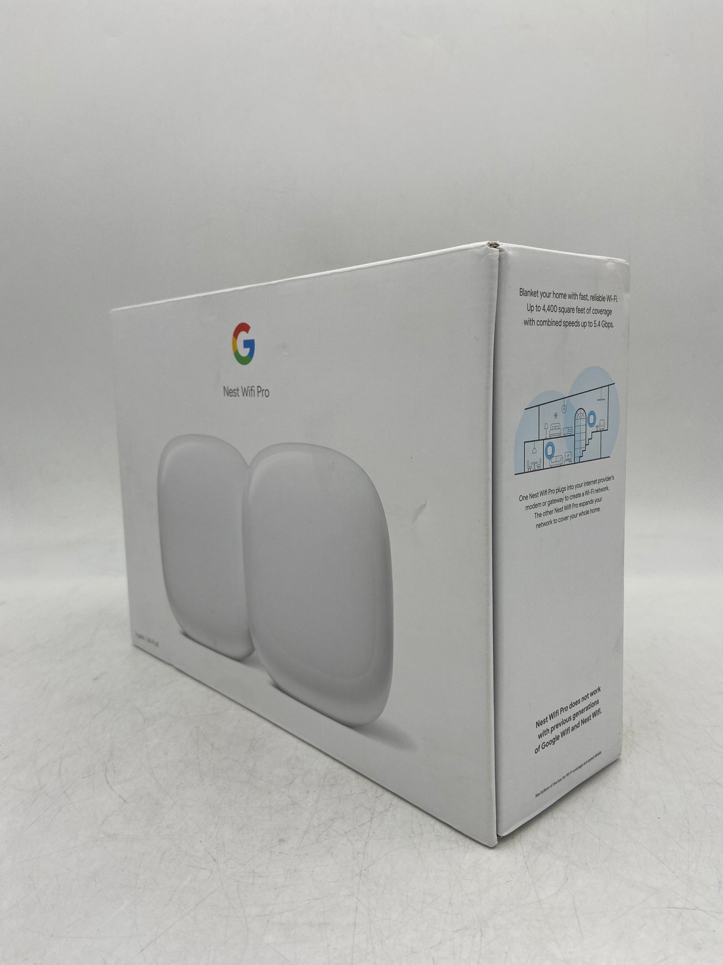New Google Nest Wifi Pro Tri Band Mesh Router System GA03689 US Snow 2 Pack