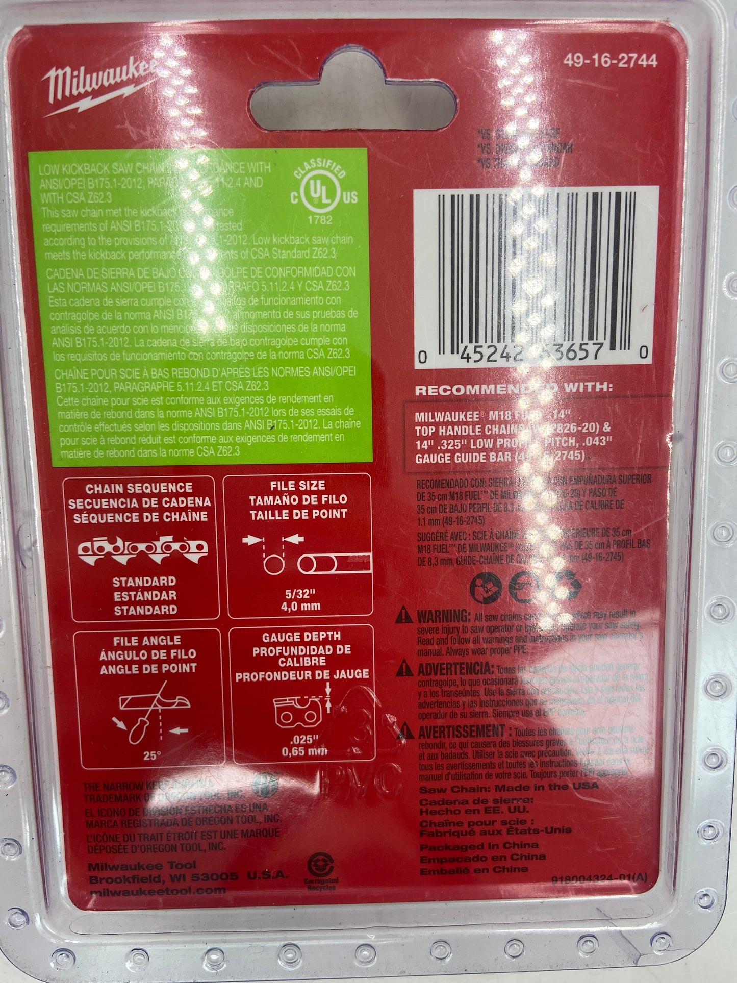 New Milwaukee 49-16-2744 14" Saw Chain