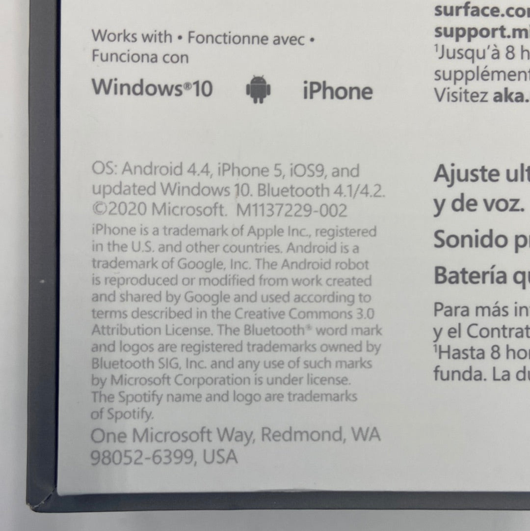 Broken Microsoft Surface Earbuds Wireless Bluetooth Headphones White