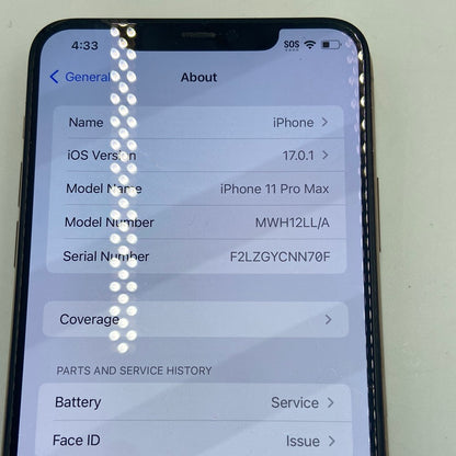 Broken Unlocked Apple iPhone 11 Pro Max 64GB 17.0.1 A2161