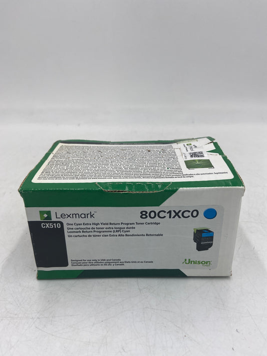 New Lexmark 80C1XC0 CX510 Cyan Toner Cartridge- Water Damaged Box