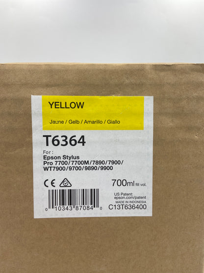 New Epson T6364 Yellow 700ml EXP 2017 Ink Cartridge for Epson Stylus Pro C13T636400