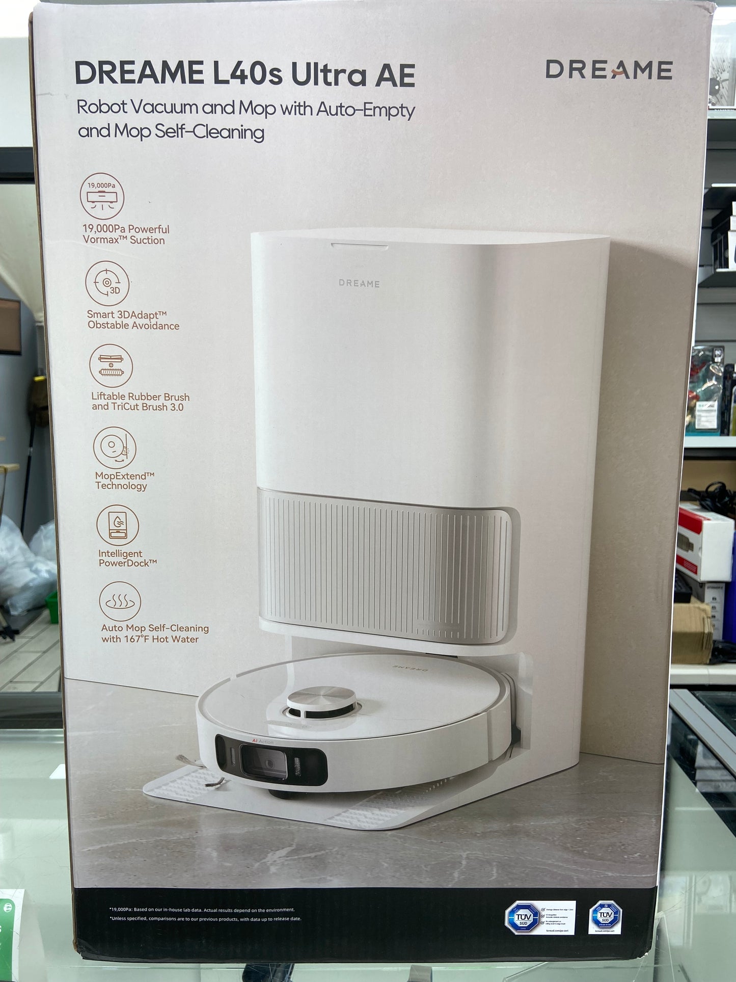 New Open Box Dreame L40s Ultra AE Robotic Vacuum Cleaner RLL77SE White