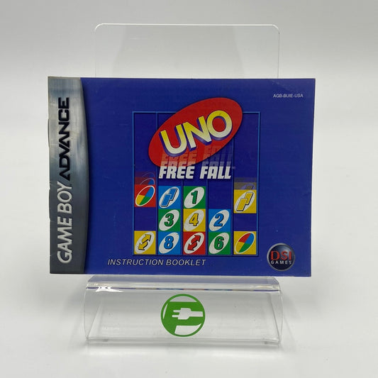 Uno Free Fall (Nintendo GameBoy Advance, 2007) Manual Only