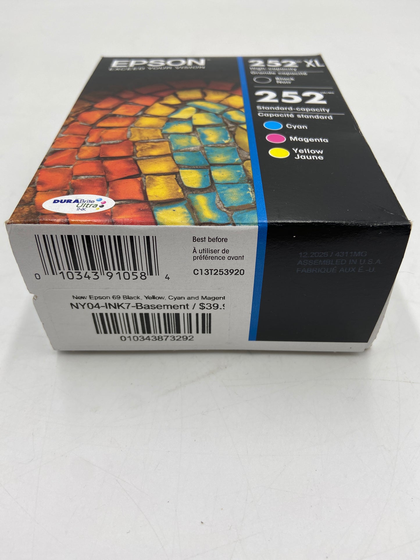 New Epson 252XL / 252 Black, Yellow, Cyan and Magenta Ink Cartridge