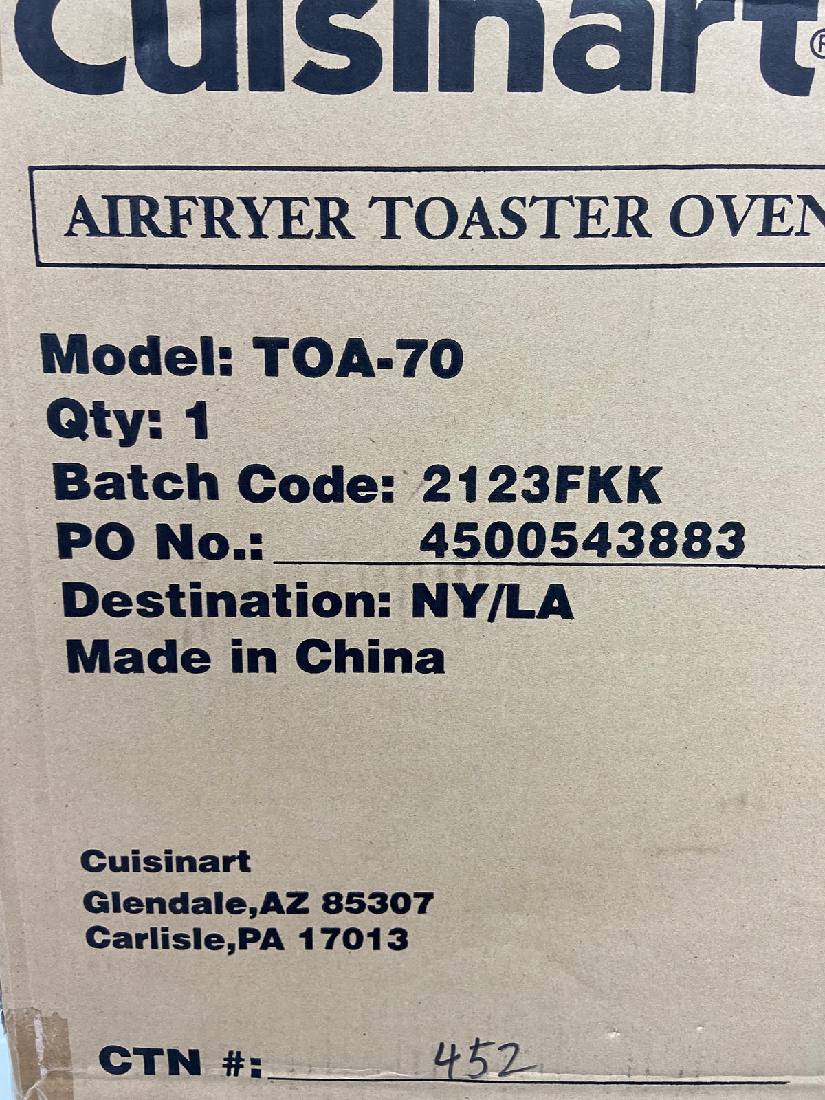 New Cuisinart TOA-70 Air Fryer Toaster Oven with Grill