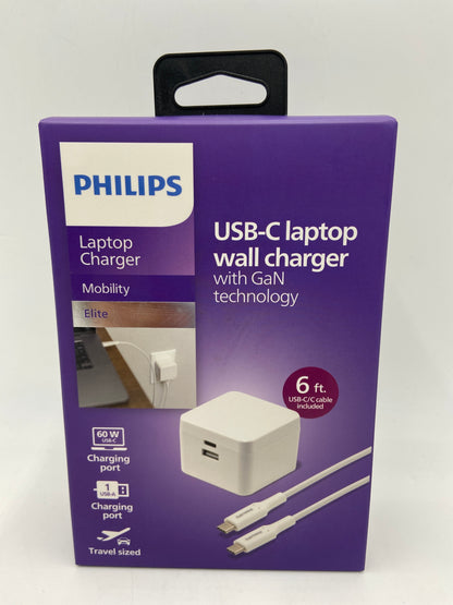 New PHILIPS USB-C LAPTOP WALL CHARGER W/ GAN TECHNOLOGY LAPTOP CHARGER 7143