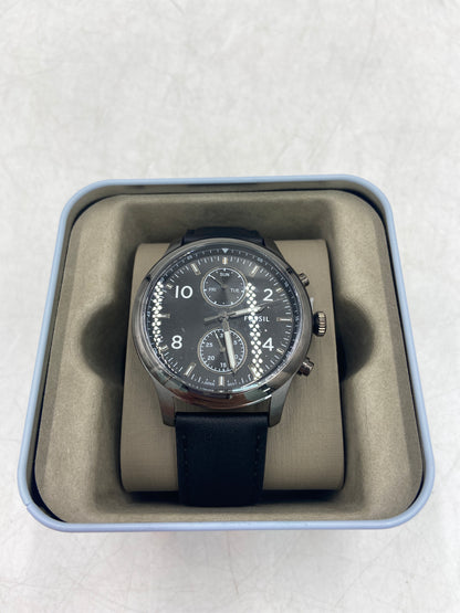 New FOSSIL BQM7089 Men's Leather Watch Black